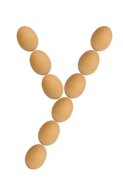 Alfabetos A a Z de huevos marrones, y — Foto de Stock
