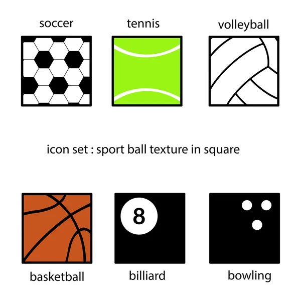 Sammlung von Sportbällen Textur im quadratischen Vektor Illustration. — Stockvektor