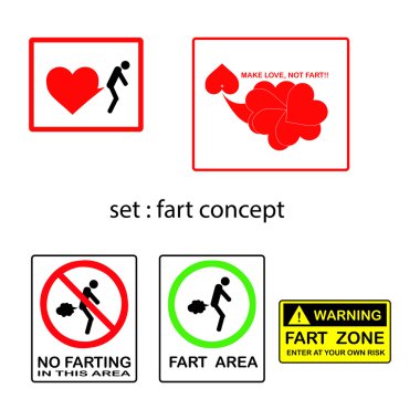 vector set of fart concept with signs and symbols clipart
