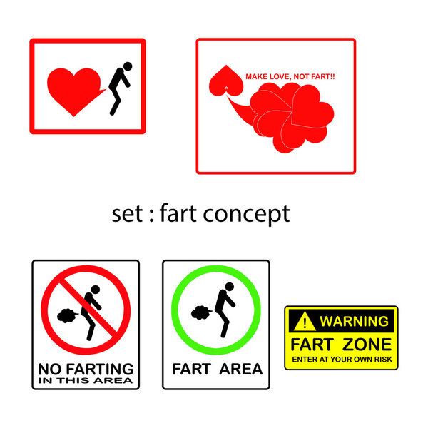 vector set of fart concept with signs and symbols