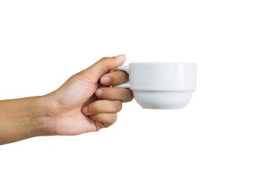 bir fincan kahve, beyaz izole tutan kadın