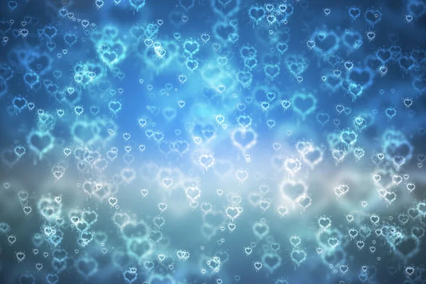 Fondo de luz abstracto bokeh azul, con forma de corazón — Foto de Stock