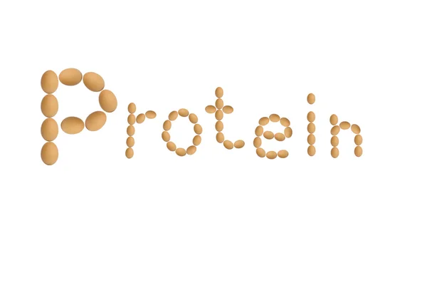 Název protein z vajec, izolovaných na bílém pozadí — Stock fotografie