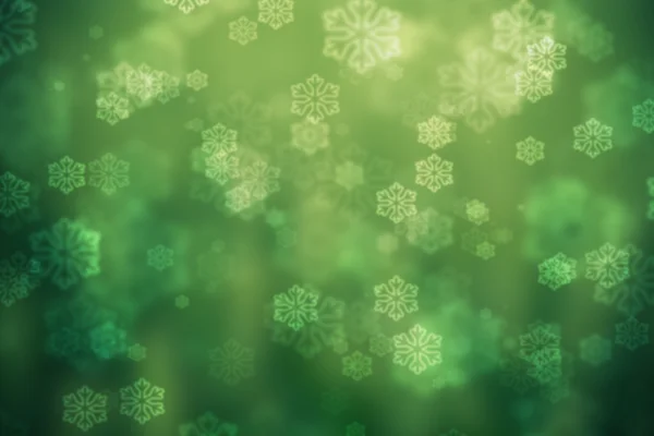 Green glowing background, with snowflakes — Stock Photo, Image