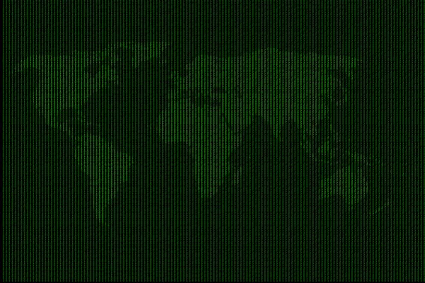 Digital World Map with binary code