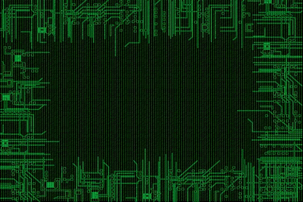 Binary code background, with computer circuit in border — Stock Photo, Image