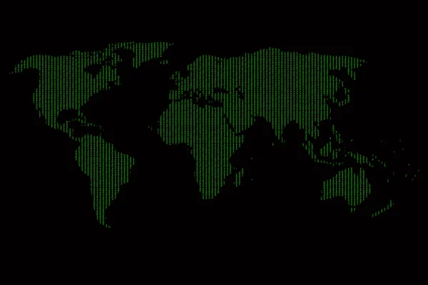 Digitala Världskarta med binär kod — Stockfoto