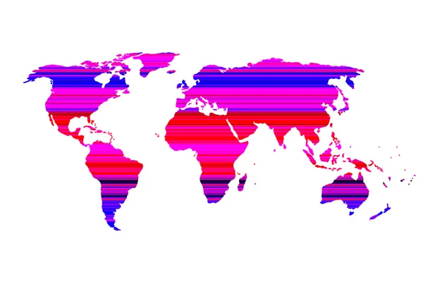 在白色背景上的多彩世界地图 — 图库照片