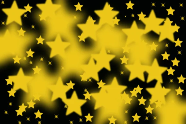 Yellow stars on black background — Stock Photo, Image