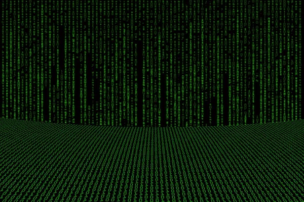 Imagen de fondo de código binario verde, perspectiva —  Fotos de Stock