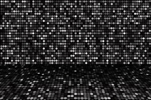 Black and white dots stage background, perspective — Stock Photo, Image