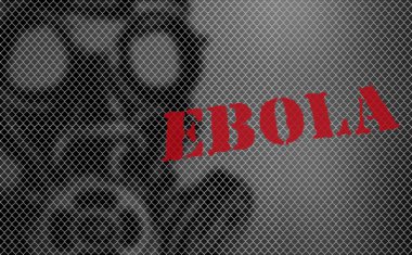 siyah ve beyaz zemin üzerine kırmızı kelime Ebola