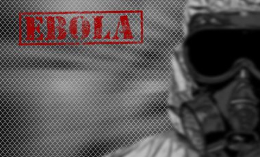 siyah ve beyaz zemin üzerine kırmızı kelime Ebola.