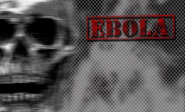 siyah ve beyaz zemin üzerine kırmızı kelime Ebola.