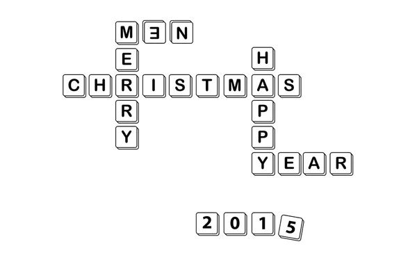 Feliz Navidad y feliz crucigrama de año nuevo sobre fondo blanco — Foto de Stock