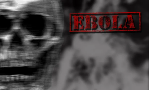 Czerwony słowo Ebola na czarno-białe tło. — Zdjęcie stockowe