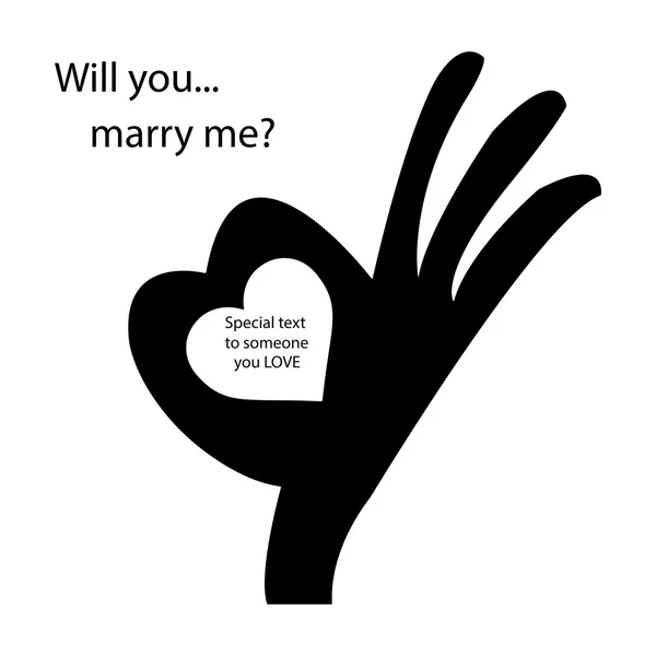 Humain ok signe de main avec forme de coeur — Image vectorielle