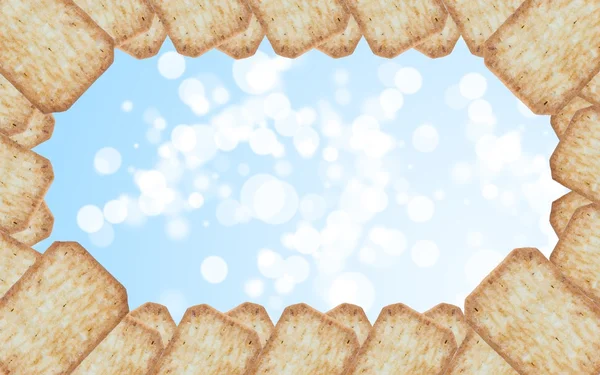 Frame made of cracker on beautiful bokeh — Stock Photo, Image