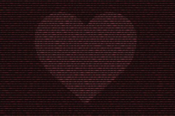 Red binary computer code background, with love heart symbol sign — Stock Photo, Image