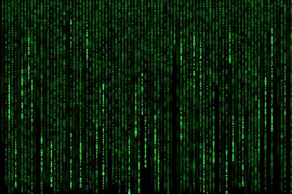 Матрица фона с зелеными символами
