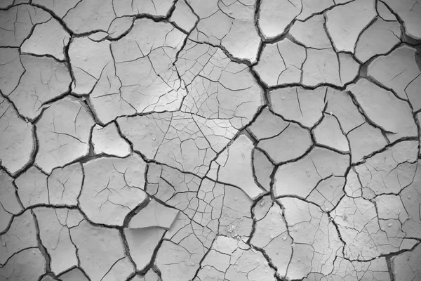 Chão do solo rachado, terra seca tão longo sem água, close-up, b — Fotografia de Stock
