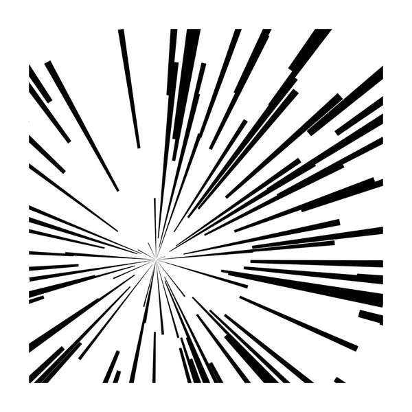 Movimento astratto velocità linee nere, stella scoppio — Vettoriale Stock