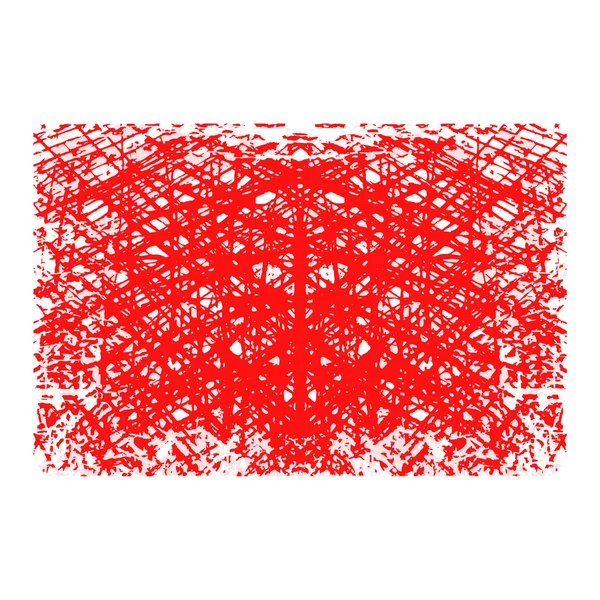 Timbre grunge rectangulaire rouge avec blanc siolé sur fond blanc — Image vectorielle