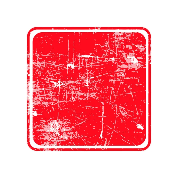 Timbre grunge carré rouge avec blanc siolé sur fond blanc . — Image vectorielle