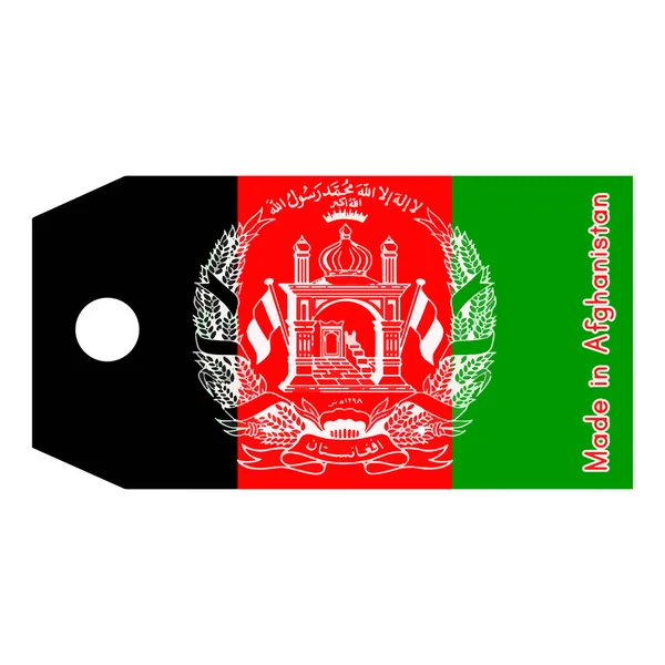 Bandeira do Afeganistão no preço com palavra Made in Afghanistan isol —  Vetores de Stock