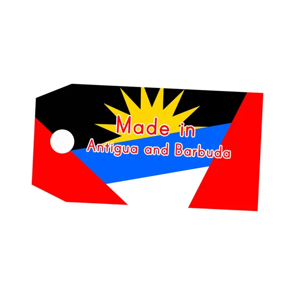 Antigua a Barbuda vlajka na cenovku s aplikací word Made v Antigua — Stockový vektor