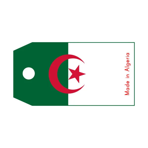 Algerien Flagge auf Preisschild mit Wort made in Algerien isoliert auf — Stockvektor