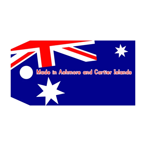 Ashmore und cartier Islands Flagge auf Preisschild mit Wort made in — Stockvektor
