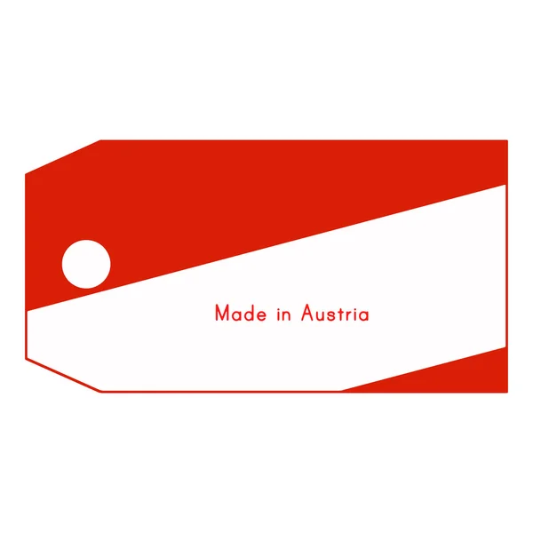 Vlajka Rakousko na cenovku s aplikací word vyrobeno v Rakousku izolované na — Stockový vektor