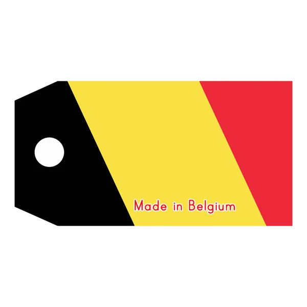 Illustration vectorielle du drapeau belge sur l'étiquette de prix avec le mot Made — Image vectorielle