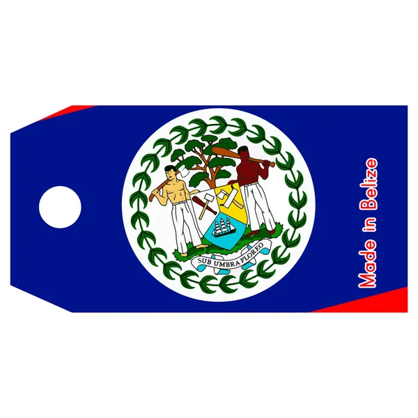 Vektor Illustration von belize Flagge auf Preisschild mit Wort gemacht i — Stockvektor