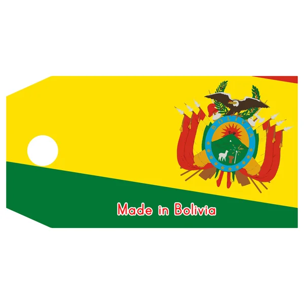 Bolivien flagge auf preisschild mit wort made in bolivien isoliert auf — Stockvektor