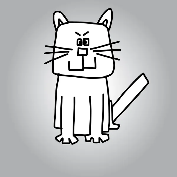 Illustration Vektor handgezeichnete Kritzeleien weiße Katze sitzt — Stockvektor