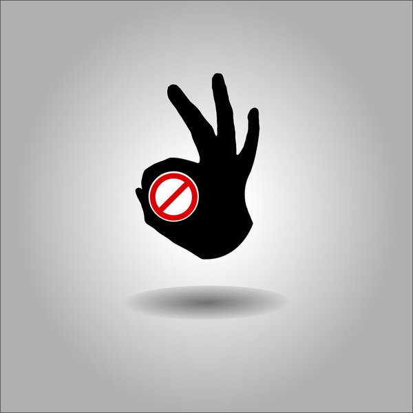 Silhouette Vector All-Fine OK Hand with forbidden sign