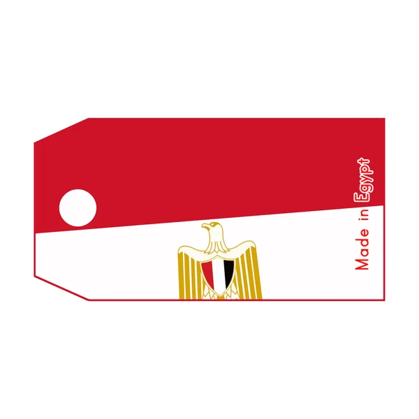 Bandera de Egipto en la etiqueta de precio con palabra Hecho en Egipto aislado en whit — Vector de stock