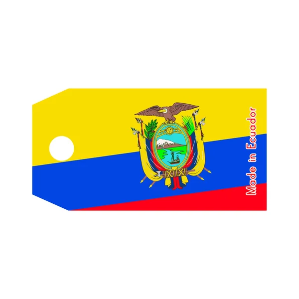 Ecuador flag on price tag with word Made in Ecuador isolated on — Stock Vector