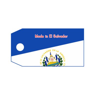 El Salvador flag on price tag with word Made in El Salvador isol