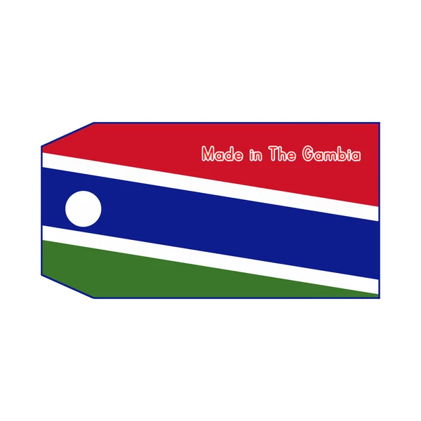 Die Gambia-Flagge auf dem Preisschild mit dem Wort made in the gambia isolat — Stockvektor