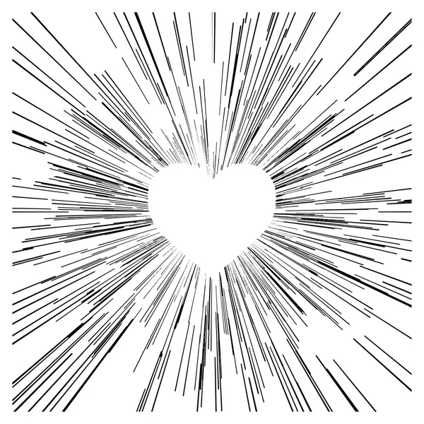 Illustrazione vettore astratto velocità movimento linee nere con cuore — Vettoriale Stock