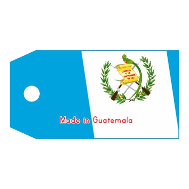Guatemala flag on price tag with word Made in Guatemala isolated
