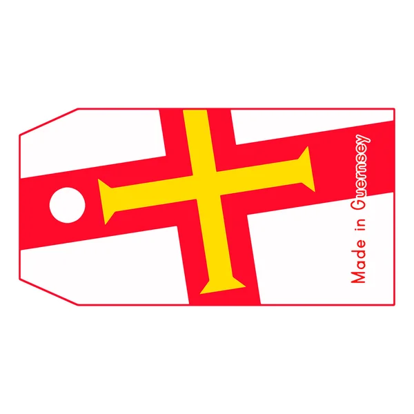 Bandera de Guernsey en la etiqueta de precio con palabra Made in Guernsey aislado o — Vector de stock