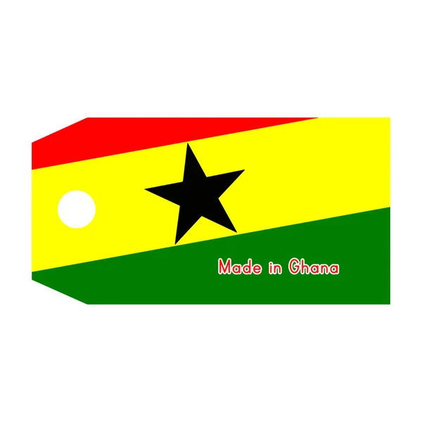 Ghana flag on price tag with word Made in Ghana isolated on whit — стоковий вектор