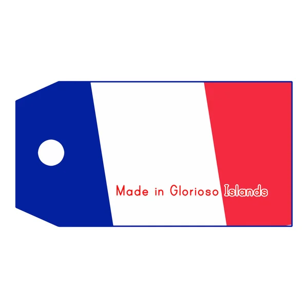 ธงเกาะ Glorioso บนป้ายราคาที่มีคําว่า ผลิตใน Glorioso คือ — ภาพเวกเตอร์สต็อก