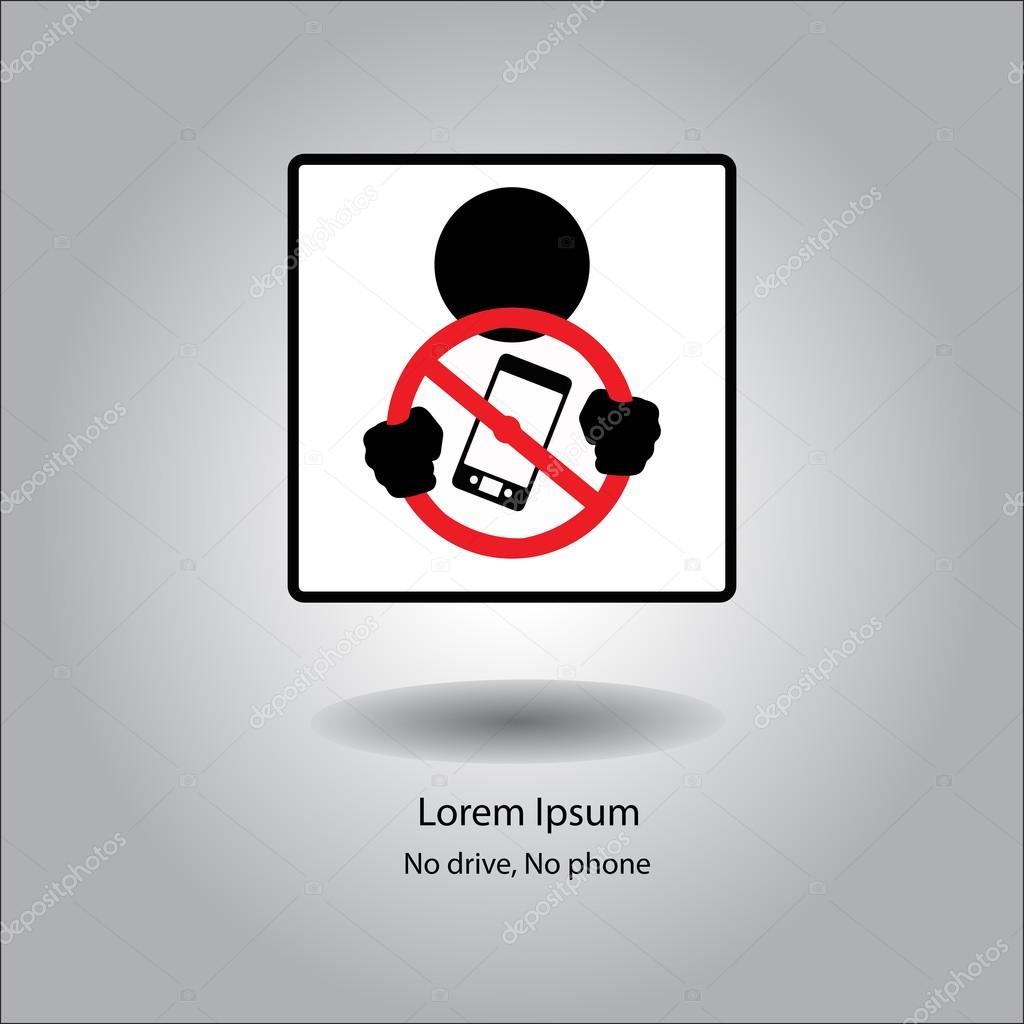 illustration vector icon stop phone when driving in car