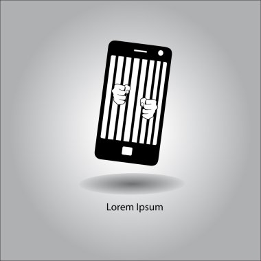 illüstrasyon vektör el cep telefonu, pris hapis barlar tutarak