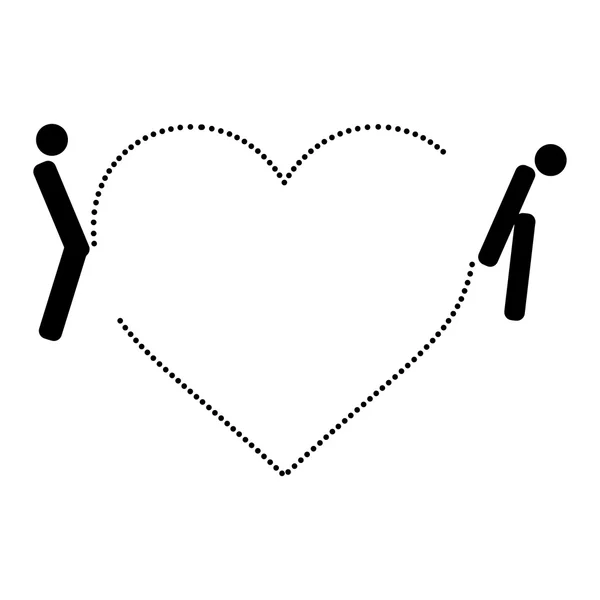 Ilustración vector hombre y mujer inodoro signo con el corazón punteado . — Vector de stock